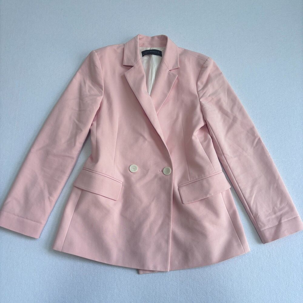 Zara Blazer Jacket Womens S Light Pink Pastel Office Easter Preppy Career Spring
